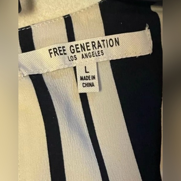 Free Generation Los Ángeles Women’s Striped Wrap Top Wide Leg Jumpsuit Size L - Picture 8 of 15